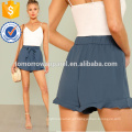 Ruffle Trim Auto Belted Shorts Fabricação Atacado Moda Feminina Vestuário (TA3003B)